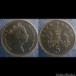 5 Pence 1990