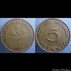 5 Pfennig 1950 J petit J