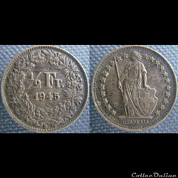 1/2 Franc 1945 B