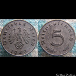 5 Reichspfennig 1940 A