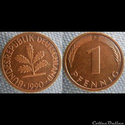 1 pfennig 1990 F