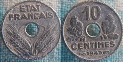10 Centimes 1943 petit module