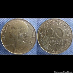 20 Centimes 1994 Abeille