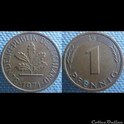 1 pfennig 1971 D