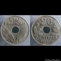 20 Centimes 1942