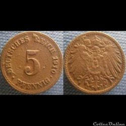 5 pfennig 1910 F