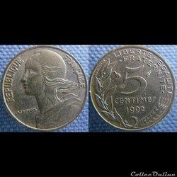 5 Centimes 1992 3 Plis