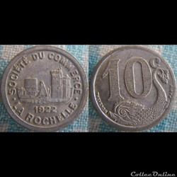 10 Centimes 1922 Societe du Commerce La Rochelle