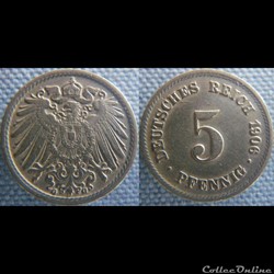 5 pfennig 1906 G
