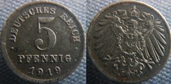 5 pfennig 1919 D