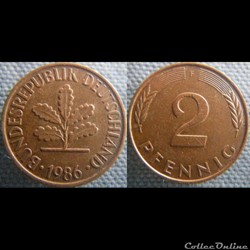 2 Pfennig 1986 F
