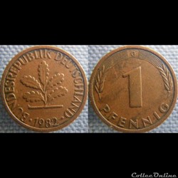 1 pfennig 1982 G