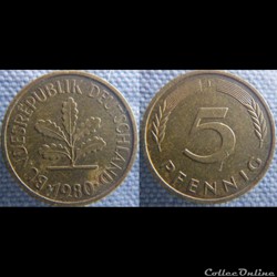 5 Pfennig 1980 J