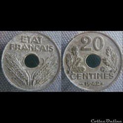 20 Centimes 1942