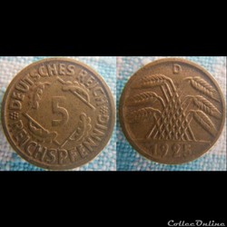 5 Reichspfennig 1925 D