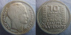 10 Francs 1947 B Grosse tête