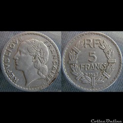5 Francs 1947 B, 9 ouvert