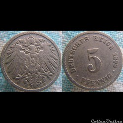 5 pfennig 1899 J