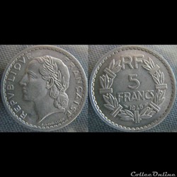 5 Francs 1945 - 9 ouvert