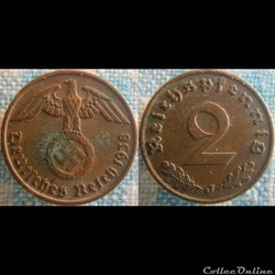 2 Reichspfennig 1938 J