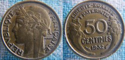 50 Centimes 1932 - 9 et 2 ouverts sans raisin