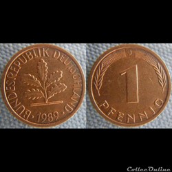 1 pfennig 1989 J