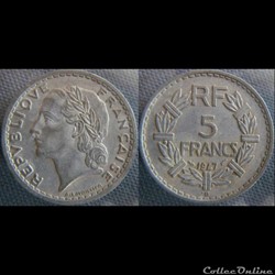 5 Francs 1947 B, 9 fermé