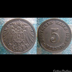5 pfennig 1909 D