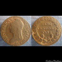 5 Centimes An 8 BB
