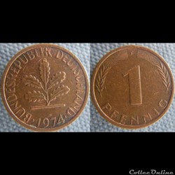 1 pfennig 1974 F