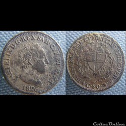 50 centesimi 1826 Turin
