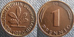 1 pfennig 1980 G