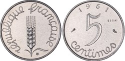 5 centimes épi 1961 Essai-Piéfort (GENI SP65)