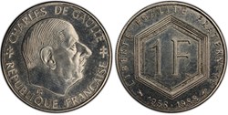 1 Franc Charles De Gaulle 1988 FM (PCGS MS66)