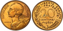 20 centimes Marianne 1962 Essai Piéfort (PCGS SP63)