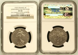5 francs 1959 Semeuse Présérie sans le mot Essai (NGC XF45)
