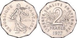 2 Francs 1977 Semeuse Présérie tranche et listel à 11 pans (GENI SP65)