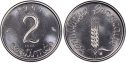 2 centimes épi 1961 Essai (PCGS SP68)