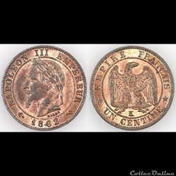 1 CENTIME 1862K
