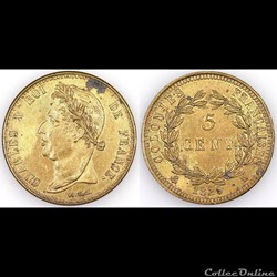 5 CENT. CHARLES X 1829 A tranche lisse