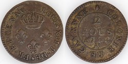 2 SOUS DE CAYENNE 1782 A