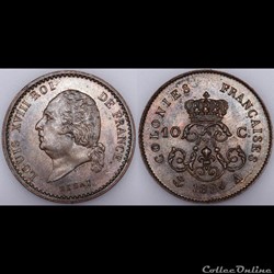 10 C. LOUIS XVIII 1824 A PIEFORT bronze