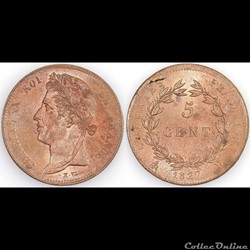 5 CENT. CHARLES X 1827 H