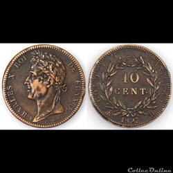 10 CENT. CHARLES X 1827 H