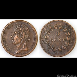 5 CENT. CHARLES X 1828 A