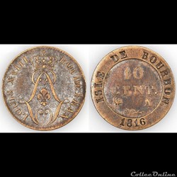10 CENT. ISLE DE BOURBON 1816 A