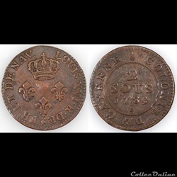 2 SOUS DE CAYENNE 1789 A