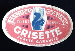 Etiquette de Brasserie Cousin * De Rauw Frameries - Grisette