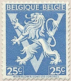 BELGIQUE-BELGIE - LION HERALDIQUE - ORNEMENT V - 25c