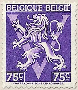 BELGIQUE-BELGIE - LION HERALDIQUE - ORNEMENT V - 75c